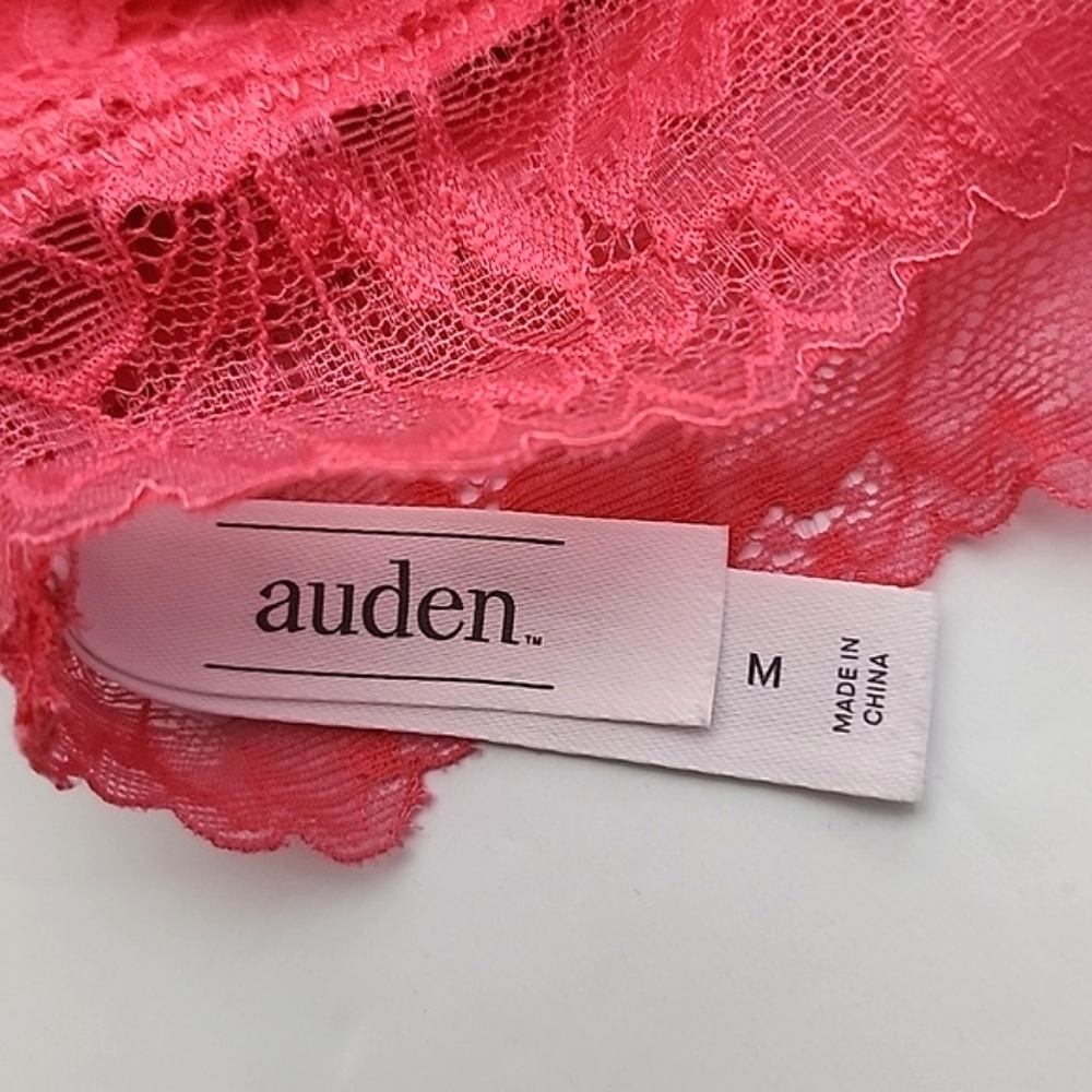 ⭐️3/ $30⭐️ Auden Lightly  Lined Lace Pink Longline Bralette Deep Plunge Sz Med - Picture 13 of 14
